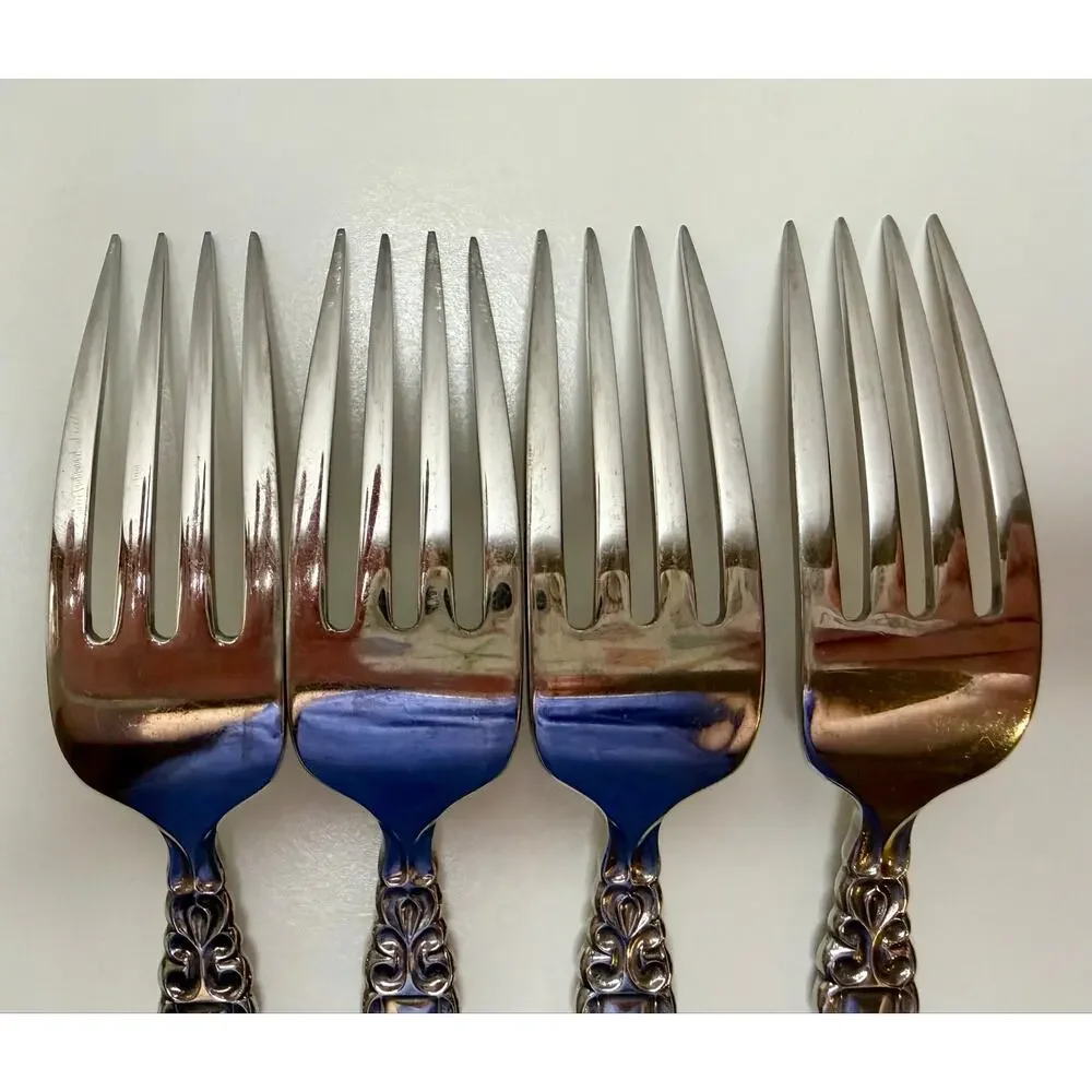 Oneida Heirloom Rembrandt Dinner Forks 7 3/8” Stainless Vintage Lot of 4